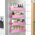 Metal Magnetic Spice Rack for Refrigerator Pink, 4 Pack | Magnetic Shelves Heavy Duty for Fridge in Kitchen, Seasoning Storage Organizer, For Oven Washer and Dryer, For Heavier Items