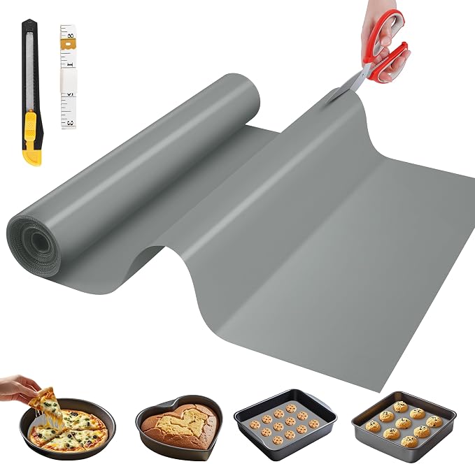 GTJ Silicone Baking Mat Roll, Reusable Baking Sheet Liners, 12 in x 10 ft | Free Cut to Size, Food-Grade, Non-Stick, Non-Slip, For Dough, Pastry, Air Fryer, Freeze Dryer, Oven Pan, Kitchen Counter