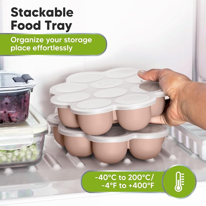 KeaBabies Silicone Food Freezer Trays with Lid, 2oz x 10 Pods (Dusk) | Baby Food Storage Containers, Easy Puree Meal Prep, Breast Milk Silicone Freezer Molds, Dishwasher, Microwave Safe, BPA-Free