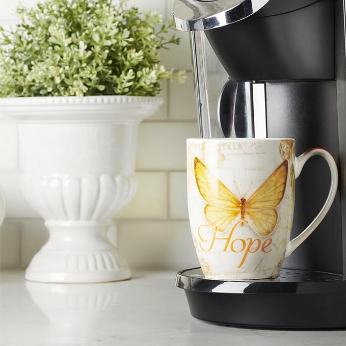Christian Art Gifts Ceramic Mug Set-Butterflies (Set Of 4)