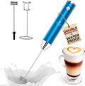 Zulay Kitchen Rechargeable Milk Frother Handheld - Frother Wand, Drink Mixer, Electric Whisk Frother, for Cappuccinos, Matcha & Protein Powder - Lux Double Whisk 2 Speed Waterproof 2000mAh Blue