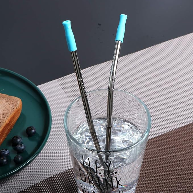 Travel Utensils Set with Case Reusable Portable Cutlery Set Stainless Steel 8pcs Including Dinner Knife Fork Spoon Chopsticks Straws(Silver) | Dishwasher Including Dinner Knife Fork Spoon Chopsticks Straws Travel Fork Spoon Knife for Work, School, Camp...