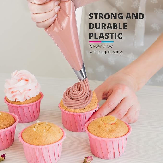 Extra Large 24 Inch Piping Bags - 100 Textured Anti Burst Thickened Disposable Pastry Bags - Icing Piping Bags for Frosting - Ideal for Cakes and Cookies Decoration