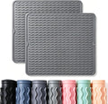 2 Pack Caketime Silicone Dish Drying Mat for Kitchen Counter Coffee Bar Accessories Heat Resistant Waterproof Dining Under Sink Organizers Dog food mat Must Haves Extra Large 18"x16" Gray