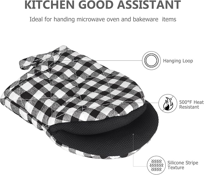 Goldmeet Mini Oven Mitts 2-Pack, 7"x5.5", 500°F Silicone Grip | Non-Slip, Heat Resistant, Machine Washable, Hanging Loop, Fits Small Hands, for Baking Grilling BBQ Cooking