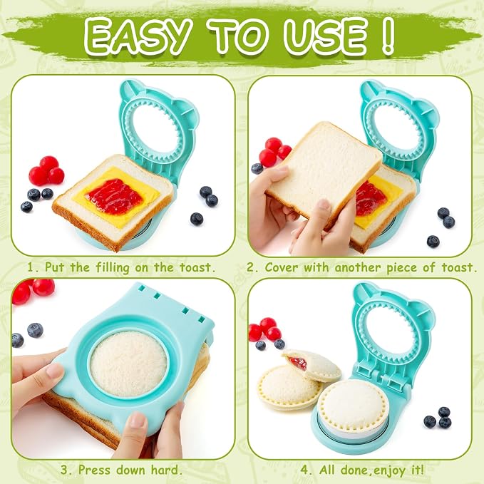 Nifogo Large Uncrustable Sandwich Cutter Maker for Kids | Sandwich Cutter and Sealer, Leak-proof Seal, Stainless Steel & PP Plastic, for Children Boys Girls Lunch Breakfast