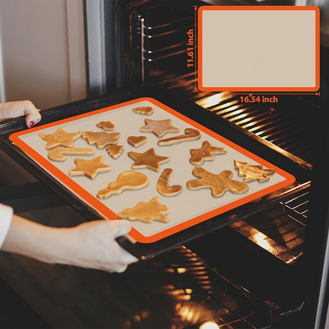Silicone Baking Mat Set of 4, Nonstick & Reusable | Silicone Bread Sling & Loaf Pan Liners for Bread, Macaron Baking Mat for Macarons, Pastry