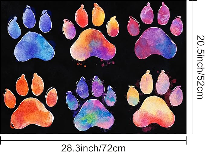 HOMETITUTE Stove Top Cover 28x20 Colorful Paw Print Heat Resistant Mat