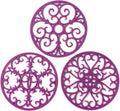 Silicone Trivet Mat - Non-Slip & Heat Resistant Kitchen Pads for Countertops & Table - Trivets for Hot Dishes & Cookware - Pot Holder for Pots & Pans - Wisteria Purple, Set of 3