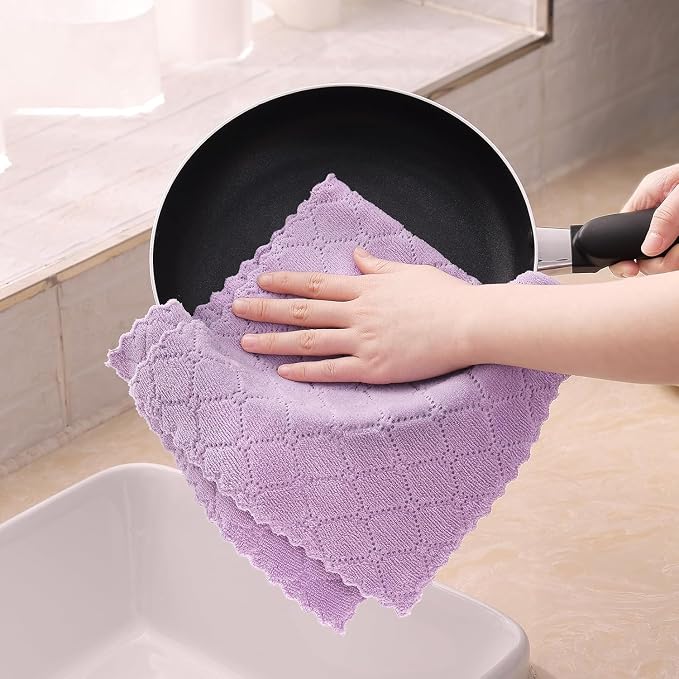 Homaxy 24 Pack Super Soft Absorbent Dish Towels, 10" x 20", Multi Color | Coral Velvet, Nonstick Oil Fast Drying Microfiber Cleaning Cloth, No Lint Dishcloths for washing and drying
