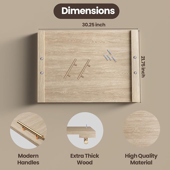 30 * 22" Wooden Stove Top Cover for Electric Stove and Gas Burners | Noodle Board Stove Cover with Handles, Kitchen Sink Cover for Counter Space & Tray