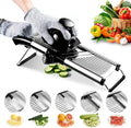 Weltonhm Mandoline Slicer for Kitchen, Mandolin and Julienne for Vegetables | Stainless Steel Mandoline Slicer for Onion, Cucumber, Cabbage, Potato and Carrot Vegetable Slicer with Cut-Resistant Gloves