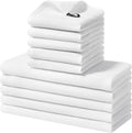 Homaxy 10 Pack 100% Cotton Kitchen Towels and Dishcloths Set, White | 12 x 12 Inches and 13 x 28 Inches Kitchen Towels Set, Ultra Soft Absorbent Dish Cloths for Washing Dishes
