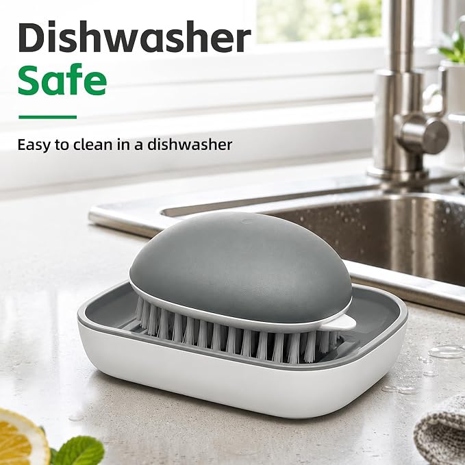 Fruit and Vegetable Cleaning Brush, Vented Box, Stiff Bristles, Gray