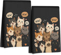 Jztco 2 Pcs Cute Cat Kitchen Towels, Cats Gift Reusable Hand Towels | Cat Dish Cloths for Drying Dishes, Cats Waffle Dish Towels for Kitchen Bathroom Decor, Cat Lover Gifts for Women Mom Grandma