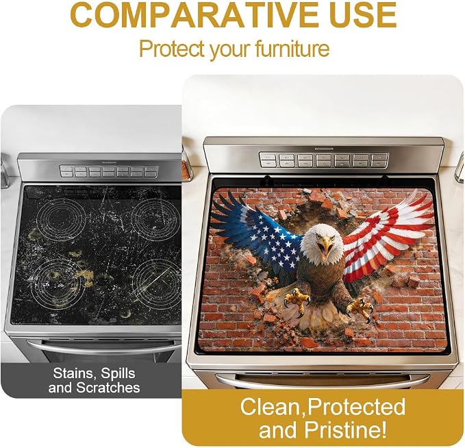 American Eagle Stove Top Cover 28.35x20.47 in Non Slip Mat | Heat Resistant Cooktop Protector Mat with Non-Slip Backing, Scratch Protection and Countertop Drying Mat.