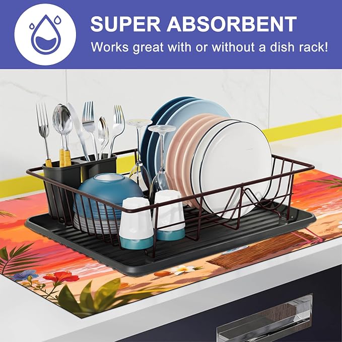 HOMETITUTE Summer Stove Top Cover 28x20 Flamingo Sunset Cocktail Heat Resistant