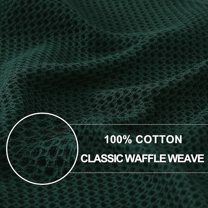 Homaxy 100% Cotton Waffle Weave Kitchen Dish Cloths 8-Pack, Blackish Green | 12 x 12 Inches, Ultra Soft Absorbent Dish Towels, Quick Drying Dish Rags with Hanging Loop