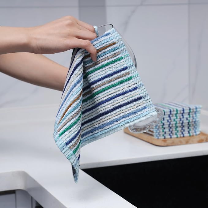 Kitchen Rags, Dish Cloths for Washing Wiping Cleaning Towels | Good Absorption, for Cleaning Drying Wiping, 100% Cotton Quick Dry Pack 8 Dishcloths, small dish towels 12x12 Inches
