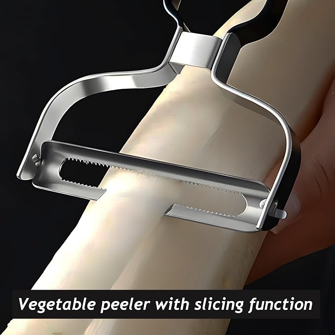 Larger Wide Mouth Kitchen Vegetable Peelers Cabbage Peeler (Serrated Y- Peeler)(Black)