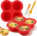 2 Pack Silicone Egg Bite Molds with 1 Spatula & 1 Brush, 4 Cups Silicone Air Fryer Baking Pan Non-Stick for Egg Bites, Cupcake, Tart, Frittata, Quiche, Muffins, Cornbread
