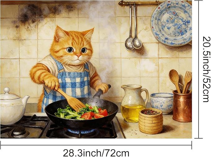 HOMETITUTE Spring Stove Top Cover 28x20 Cute Cat Kitchen Art Heat Resistant