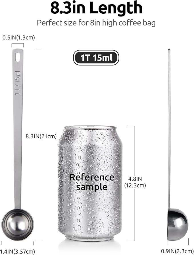 U-Taste Coffee Scoop 1 Tablespoon: 18/8 Stainless Steel Measuring Scooper for Ground Coffee, Bean, Powder, Espresso, 6.9in Long Handle Metal Meaure Spoon for Canister, Jar (1Tbsp/15ml, Silver) | 18/8 Stainless Steel Tablespoon Scoop, Long Metal Coffee ...