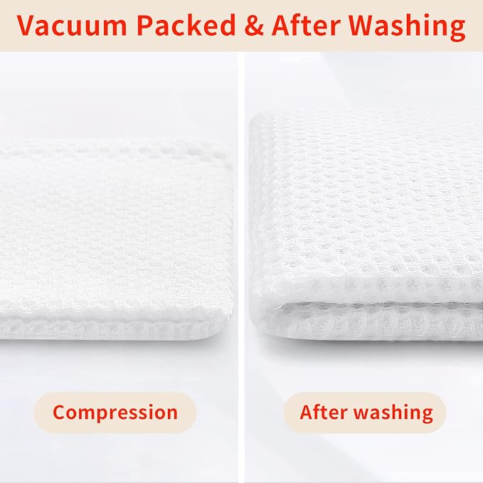 Homaxy 100% Cotton Waffle Weave Kitchen Dish Cloths 12-Pack, White | 12 x 12 Inches, Ultra Soft Absorbent Dish Towels, Quick Drying Dish Rags with Hanging Loop