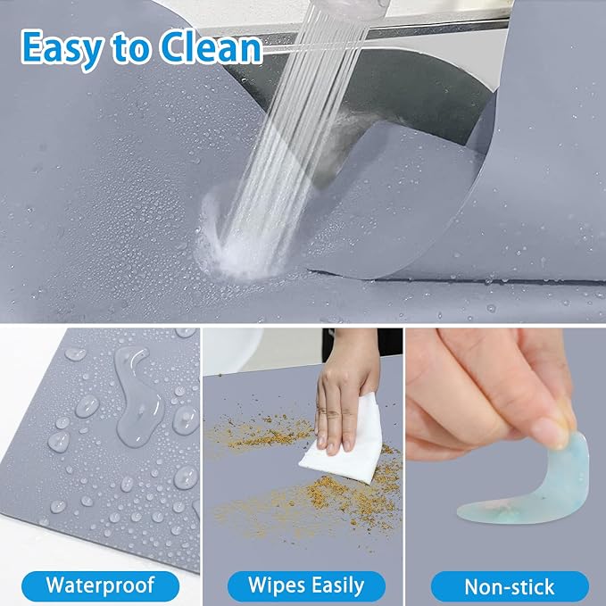 Extra Large Silicone Mat 78.74”x19.69”x0.08”, Multipurpose Silicone Mat Thick Heat Resistant Mat Shipped Rolled Up Kitchen Counter Mat Waterproof Silicone Mats for Kitchen Counter Dark Gray | Thick Nonslip Silicone Counter Mat, Waterproof Kitchen Count...