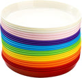 Frcctre 24 Pack Kids Plastic Plates, 7 Inch Small Unbreakable Children Dinner Plates Set BPA Free Reusable Snack Salad Plate for BBQ, Travel, Events, Dishwasher Safe, 8 Colors