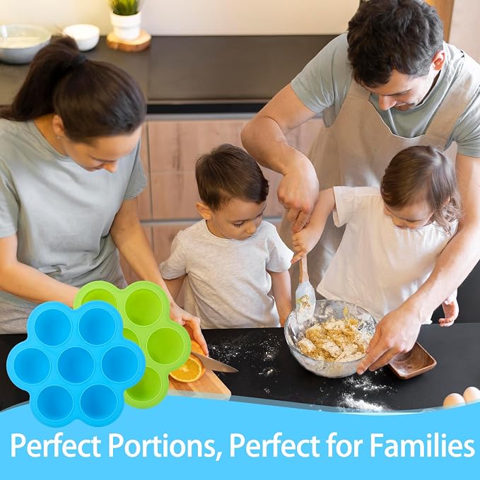 2 Pack Silicone Egg Bite Molds, Reusable Egg Bites Silicone Mold with Lid Fit Instant Pot 5,6,8 qt Pressure Cooker & Air Fryer, Alternative to Sous Vide Bite Maker for Cooking Food Freezer Storage