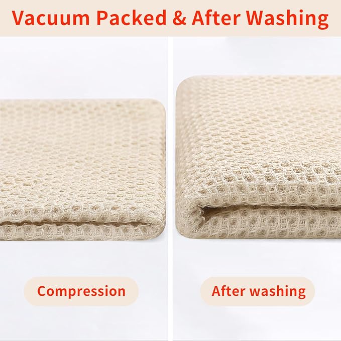 Homaxy 100% Cotton Waffle Weave Kitchen Towels, 10-Pack, Beige | Ultra Soft Absorbent Dish Towels, Quick Drying Cleaning Towels, 13 x 28 Inches