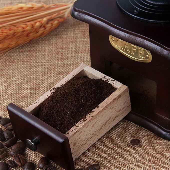 Manual Coffee Grinder Hand Crank | Grinding Settings, Socket Drawer