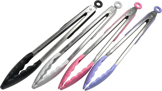 Chef Craft Premium Silicone Cooking Tongs, 12 inch, Pink