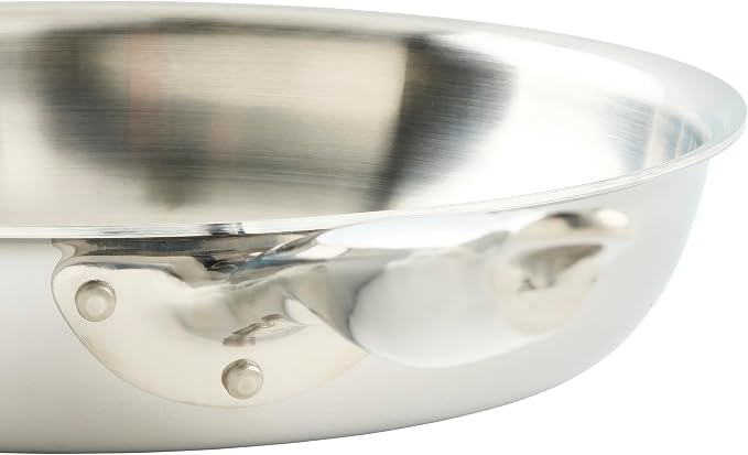 WINCO Tri-Ply Frying Pan, Silver | Quick even heating, Induction compatible, Heavy-duty, Great for Sauteing, Searing and Frying