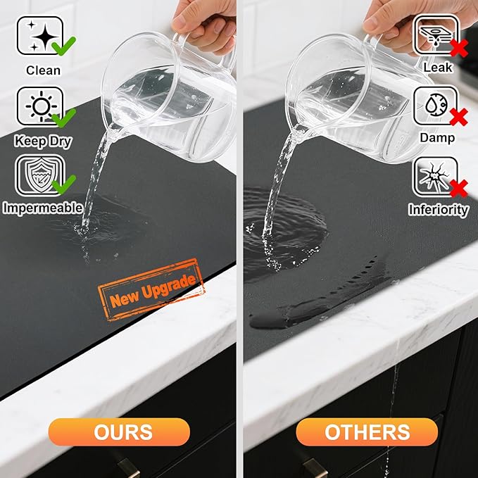 Dish Drying Mats for Kitchen Counter, Waterproof Coffee Mat for Countertop, Under Sink Mats, Coffee Bar Mat Accessories