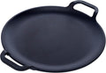 Victoria 10-Inch Cast Iron Comal Pizza Pan with 2 Side Handles, Preseasoned with Flaxseed Oil, Made in Colombia, Black