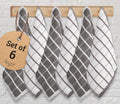 Urban Villa Kitchen Towels Cotton Dish Towels 12”x12” (Set of 6) Grey White