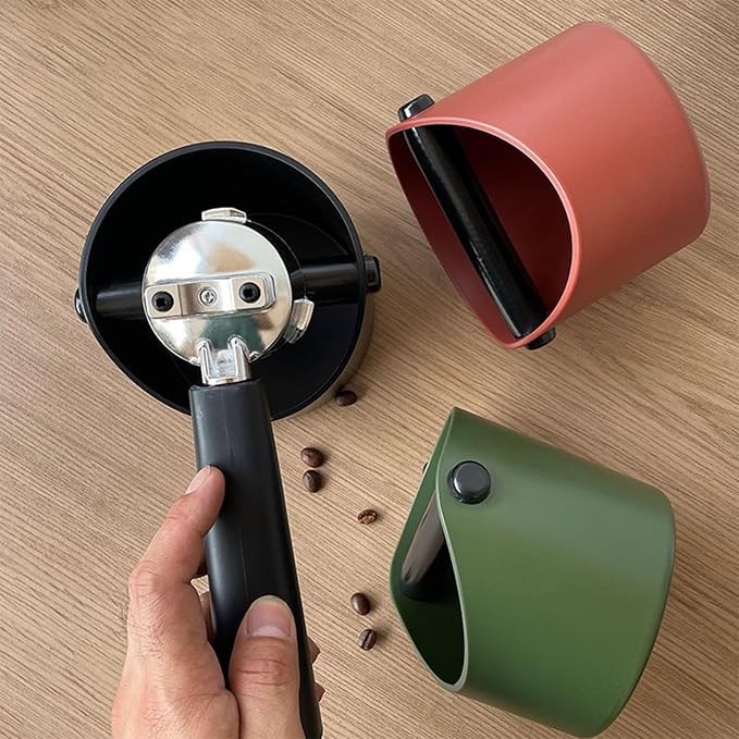 Coffee Knock Box, 4.6 in, Barista Style Espresso Grounds Knock Box, Removable Plastic Knock Rod, Non-Slip Base, Espresso Maker Accessory (Green)