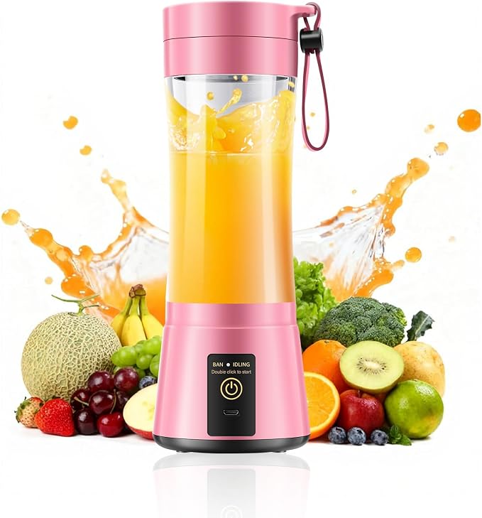 Travel Personal Size Smoothies Blender - 380Ml Mini Portable Blender | Powerful Blending & Traveling Juice Cup, BPA Free, 6 Blades Convenient to Make Shakes Juice in Travel/Gym/Picnic