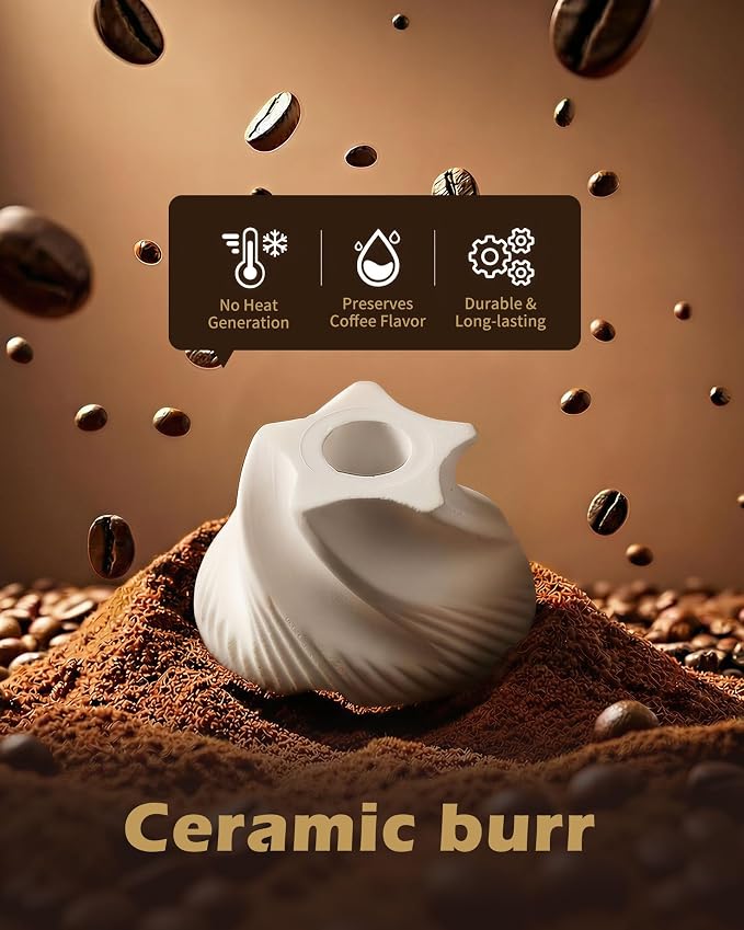 Manual Coffee Grinder with 40 Adjustable Grind Settings With Ceramic Conical Burr,Handheld Grinder with Handle Crank, Portable Hand Coffee Mill with 35g Capacity,Espresso,Pour Over,French Press