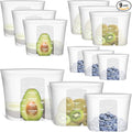 100% Silicone Reusable Storage Bag, 9 Pack Stand-Up Wide-Mouth Zip-Lock Food Storage Bags, Easy-Fill Easy-Open Easy-Clean Space-Saving, Microwave & Dishwasher Safe, 3 M/3 S/3 XS, Translucent