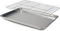 Baking Sheet Pan and Cooling Rack - Half Sheet, 18" x 13" Aluminum Cookie Sheets and Stainless Steel Wire Rack for Baking