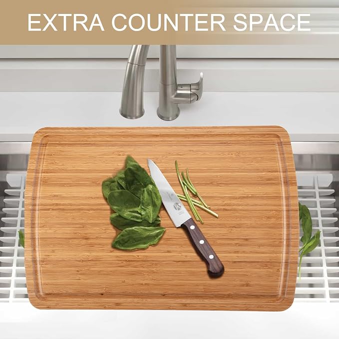 GAOMON 30 x 20 In Extra Large Bamboo Wood Cutting for Kitchen, Large Chopping Board, Stove Top Cover, Protector Board, Butcher Block, Charcuterie Board, Over the Sink Cutting Boards