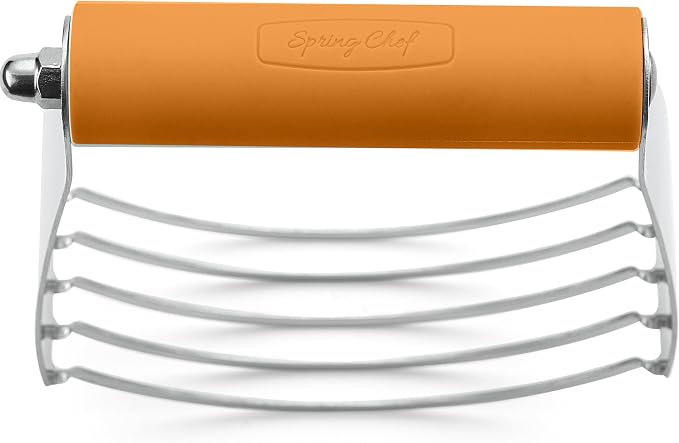 Spring Chef Large Dough Blender For Baking - Durable Pastry Blender - Mango | Heavy Duty Dough Mixer Hand Tool w/ Stainless Steel Blades, Professional Pastry Cutter Tool for Easy Mixing, Dishwasher Safe