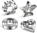 12 Pcs Professional Stainless Steel Cookie Cutters Set - Heart, Flower, Round, Star Shapes Metal Biscuit Cutter, Essential Baking Tools for Dough Preparation