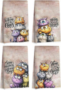 Jztco 4 Pcs Funny Cat Kitchen Towels, Cute Cat Gifts Reusable Hand Towels | Cat Dish Cloths for Drying Dishes, Cats Waffle Dish Towels for Kitchen Bathroom Decor, Cat Lover Gifts for Women Grandma Mom