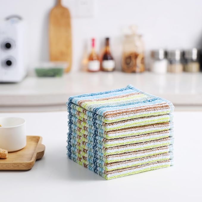 Kitchen Dishcloths for Washing Dishes, Ultra Absorbent Dish Rags, Cotton Cleaning Cloths Pack of 16, 12x12 Inches (Mix-1, 12x12 inch)