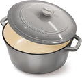 MUELLER HOME 4.5 QT Enameled Cast Iron Dutch Oven, Heavy-Duty Casserole Dish and Braiser Pan with Lid and Stainless Knob, Oven-Safe up to 500° F & Across All Cooktops, Grey | Heavy-Duty Casserole Dish and Braiser Pan, With Lid and Stainless Knob, Oven-...