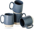 HASENSE Ceramic Large Coffee Mugs Set of 4-15 Ounce Porcelain Coffee Cups Set with Handle Perfect for Tea, Cocoa, Latte, Milk and Cappuccino, Modern Tea Cups Set for Man and Woman, Dark Blue